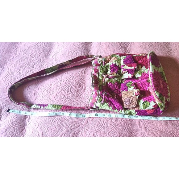 Vera Bradley Hello Dahlia Pink Floral Cotton Quilted Drawstring Shoulder Bag 12" - Picture 8 of 14